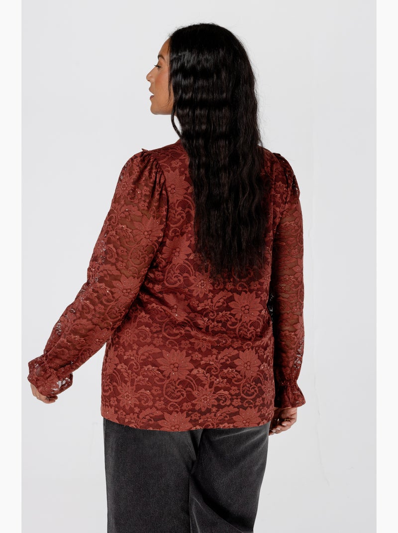 MS MODE Top Haut en dentelle Rouge brique - Kiabi