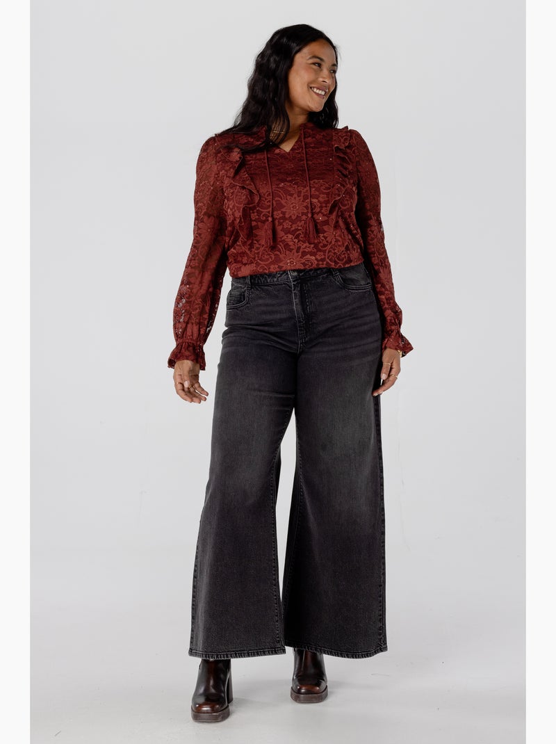 MS MODE Top Haut en dentelle Rouge brique - Kiabi