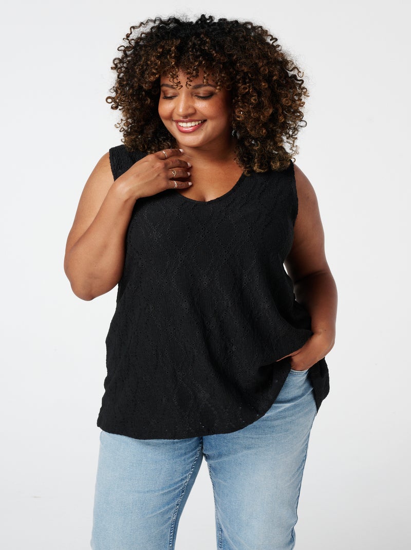 MS MODE Top Haut sans manches avec structure en dentelle Noir - Kiabi