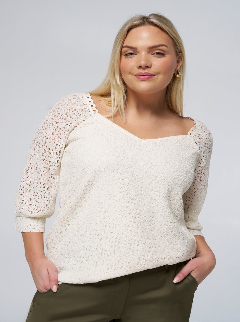 MS MODE Top Haut texturé Blanc cassé - Kiabi