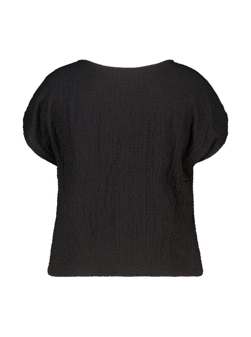 MS MODE Top Haut texturé et mancherons Noir - Kiabi