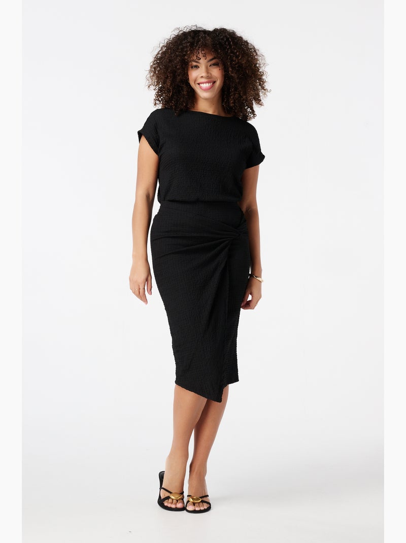 MS MODE Top Haut texturé et mancherons Noir - Kiabi