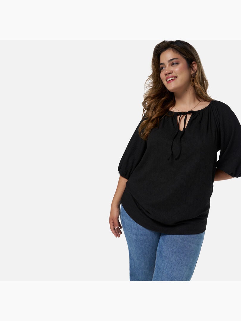 Mode Top MS MODE Top Haut texturé - Noir - Kiabi - nu€