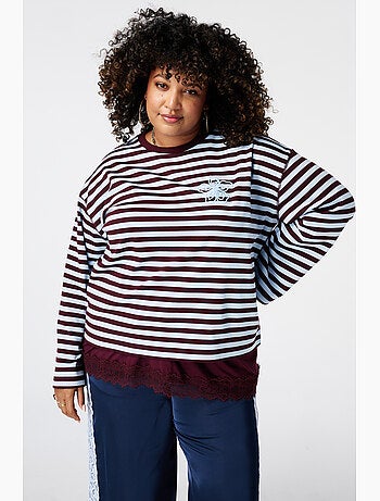 MS MODE Top T shirt à manches longues rayé