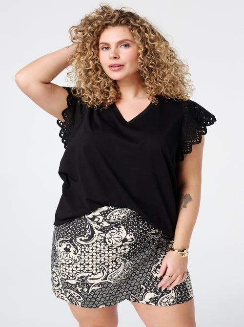 MS MODE Top T-shirt avec détails sur les manches - Kiabi