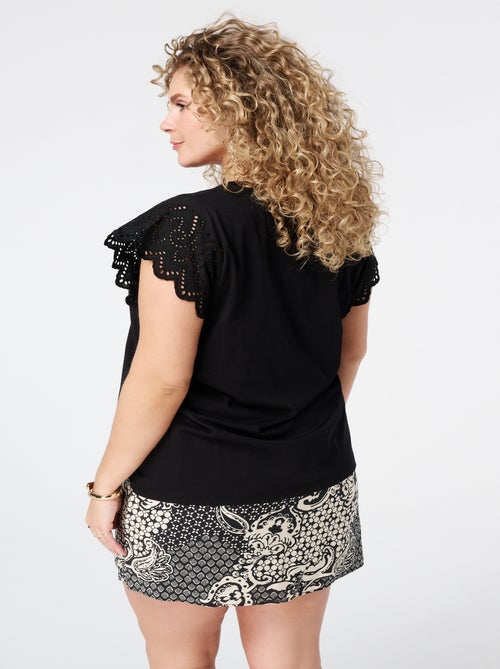 MS MODE Top T-shirt avec détails sur les manches - Kiabi MS MODE Top T-shirt avec détails sur les manches - Kiabi