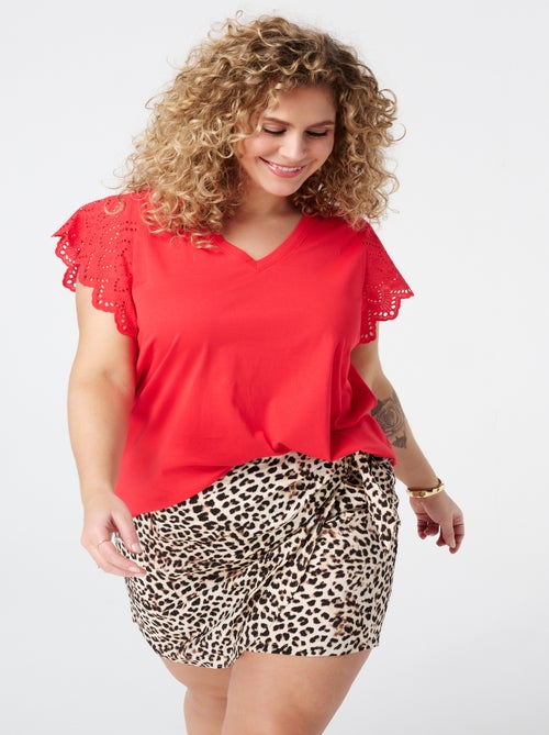 MS MODE Top T-shirt avec détails sur les manches - Kiabi