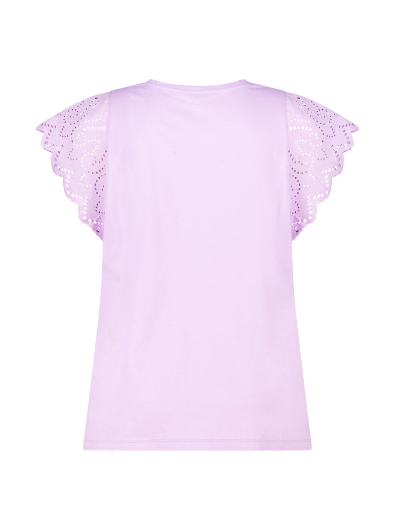 MS MODE Top T-shirt avec détails sur les manches Violet clair - Kiabi