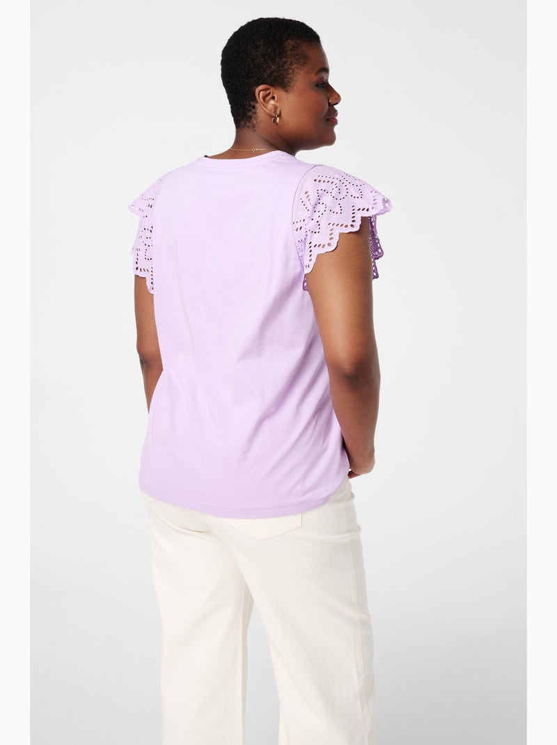 MS MODE Top T-shirt avec détails sur les manches Violet clair - Kiabi