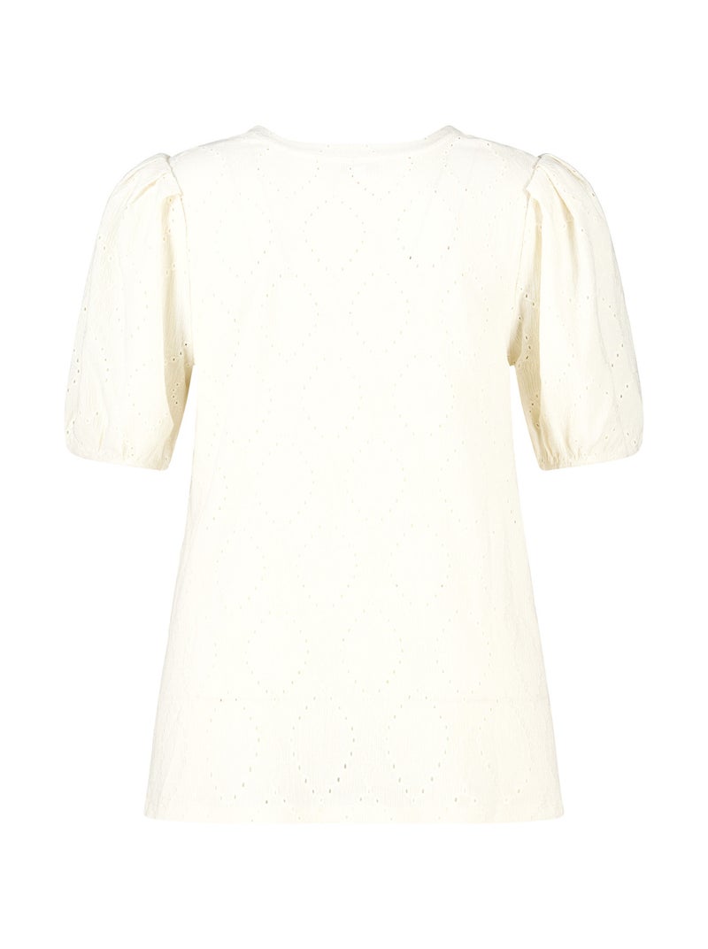 MS MODE Top Top à effet brodé Crème - Kiabi