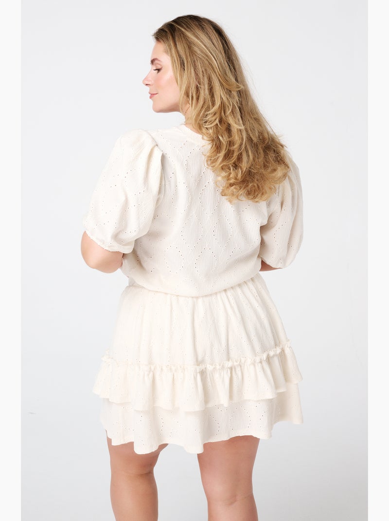 MS MODE Top Top à effet brodé Crème - Kiabi