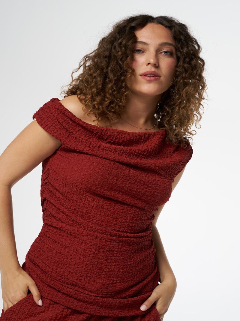 MS MODE Top Top à épaules dénudées Rouge - Kiabi