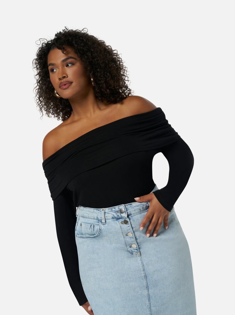 MS MODE Top Top à épaulettes Noir - Kiabi