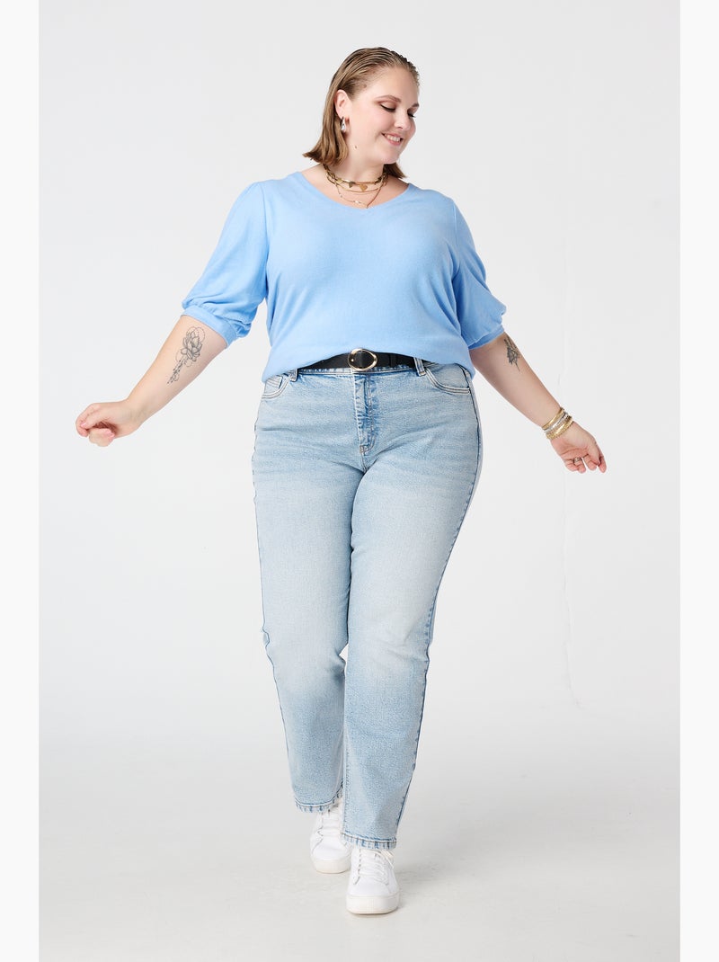 Mode Top MS MODE Top Top à manches ballon court - Bleu - Grandes tailles - Femme ...