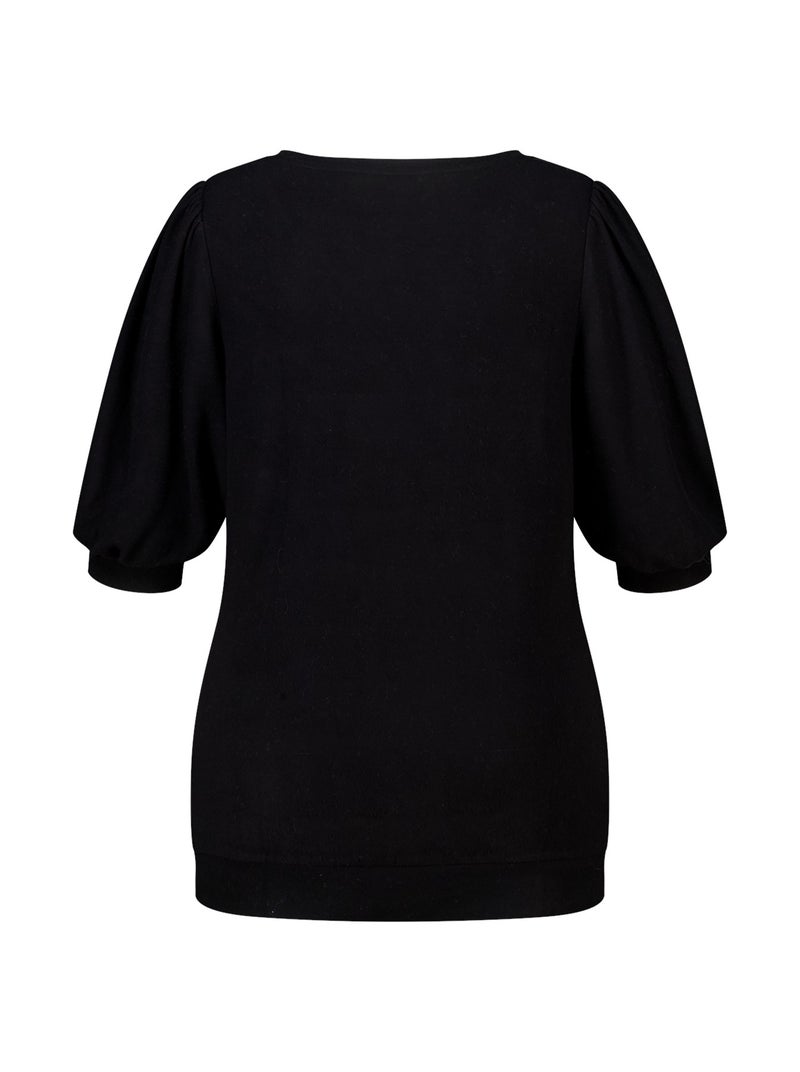 MS MODE Top Top à manches ballon court Noir - Kiabi