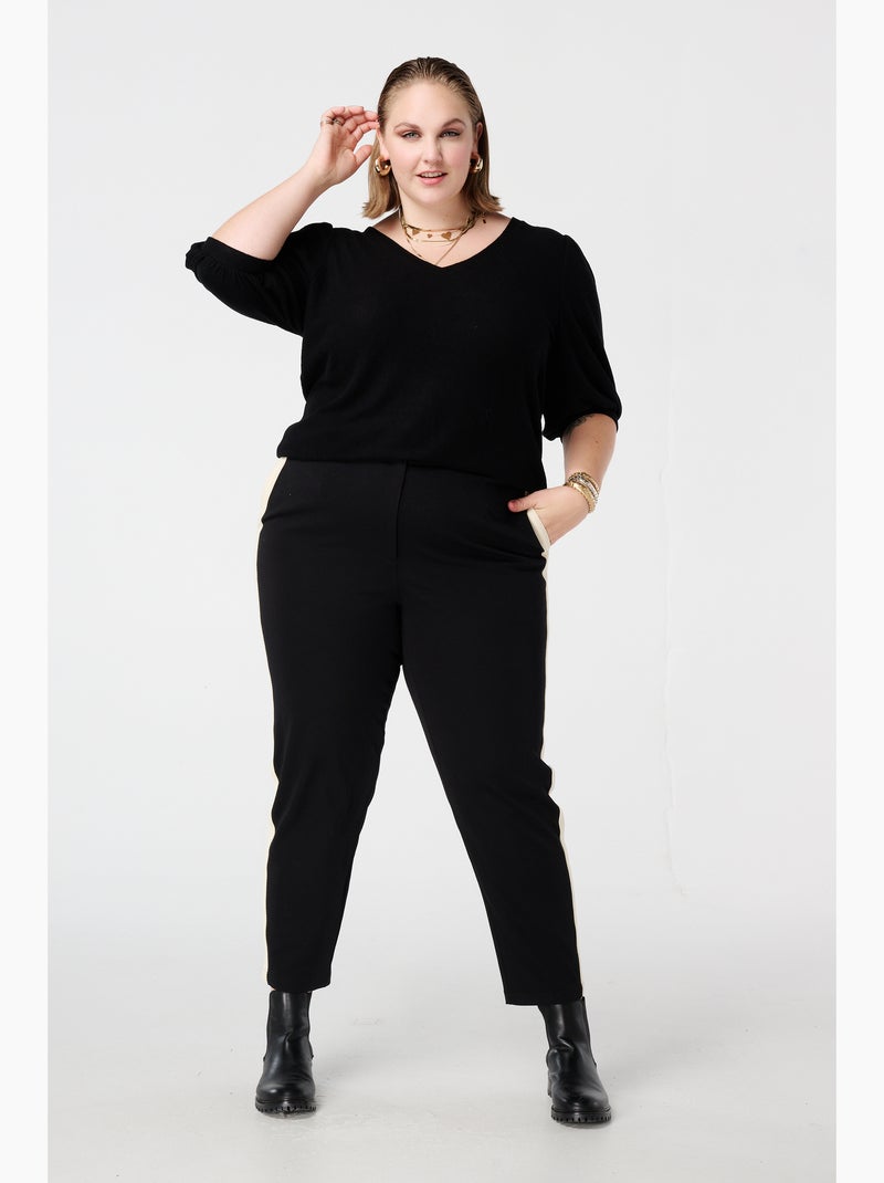 MS MODE Top Top à manches ballon court Noir - Kiabi