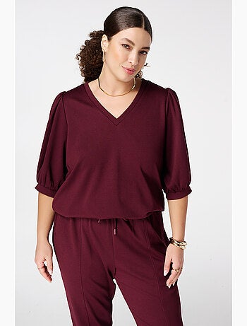 MS MODE Top Top à manches bouffantes