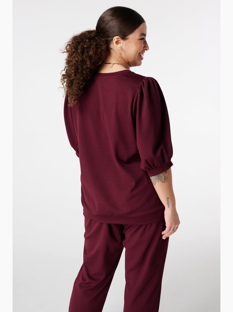 MS MODE Top Top à manches bouffantes Bordeaux - Kiabi