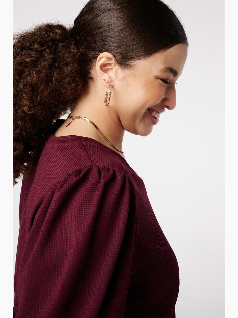 MS MODE Top Top à manches bouffantes Bordeaux - Kiabi