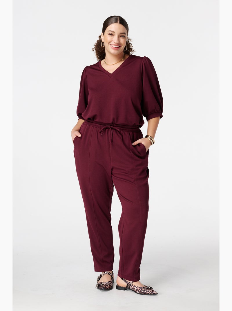 MS MODE Top Top à manches bouffantes Bordeaux - Kiabi