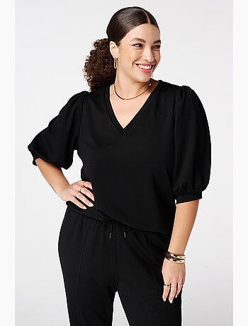 MS MODE Top Top à manches bouffantes