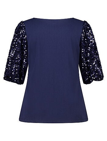 MS MODE Top Top à manches bouffantes pailletées