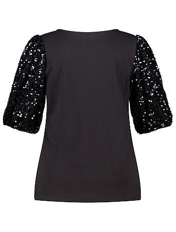 MS MODE Top Top à manches bouffantes pailletées
