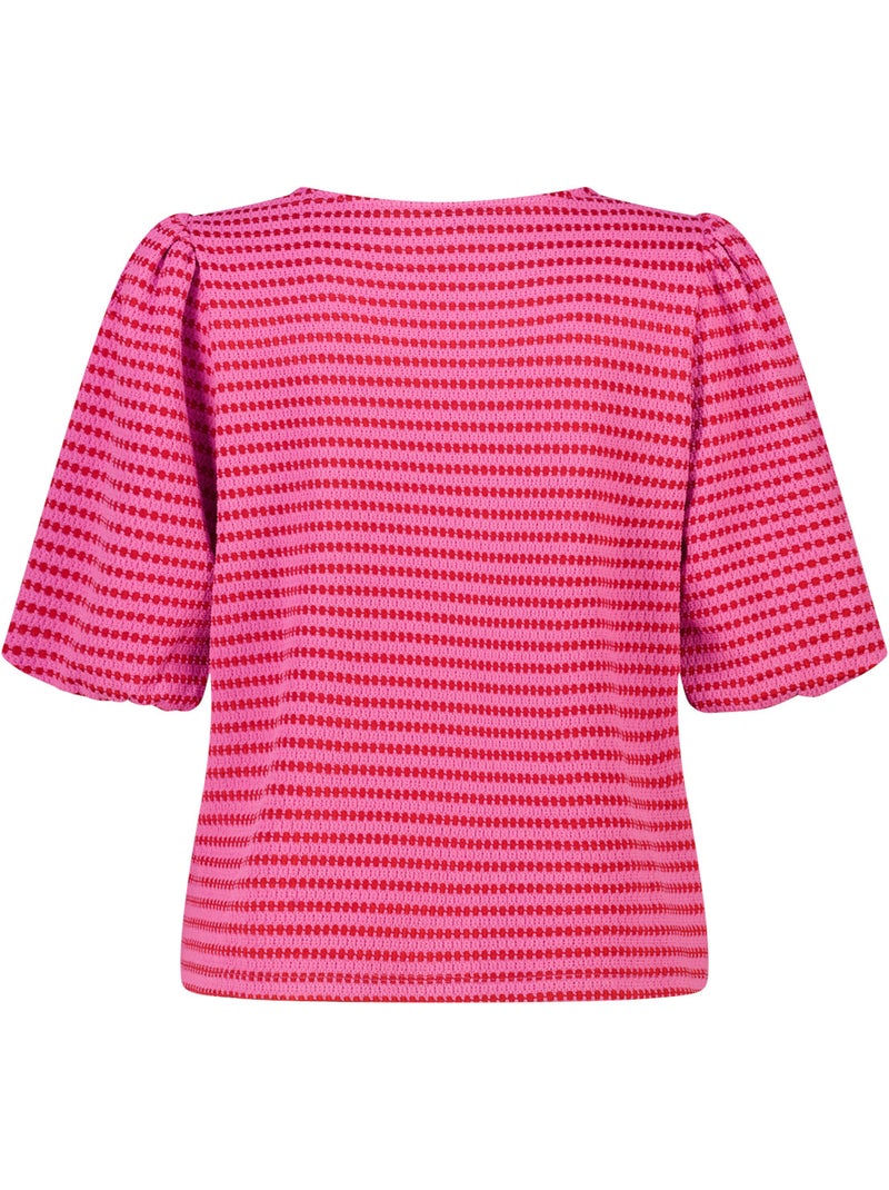 Ms Mode Top top à manches bouffantes Rose/Multicolore - Kiabi
