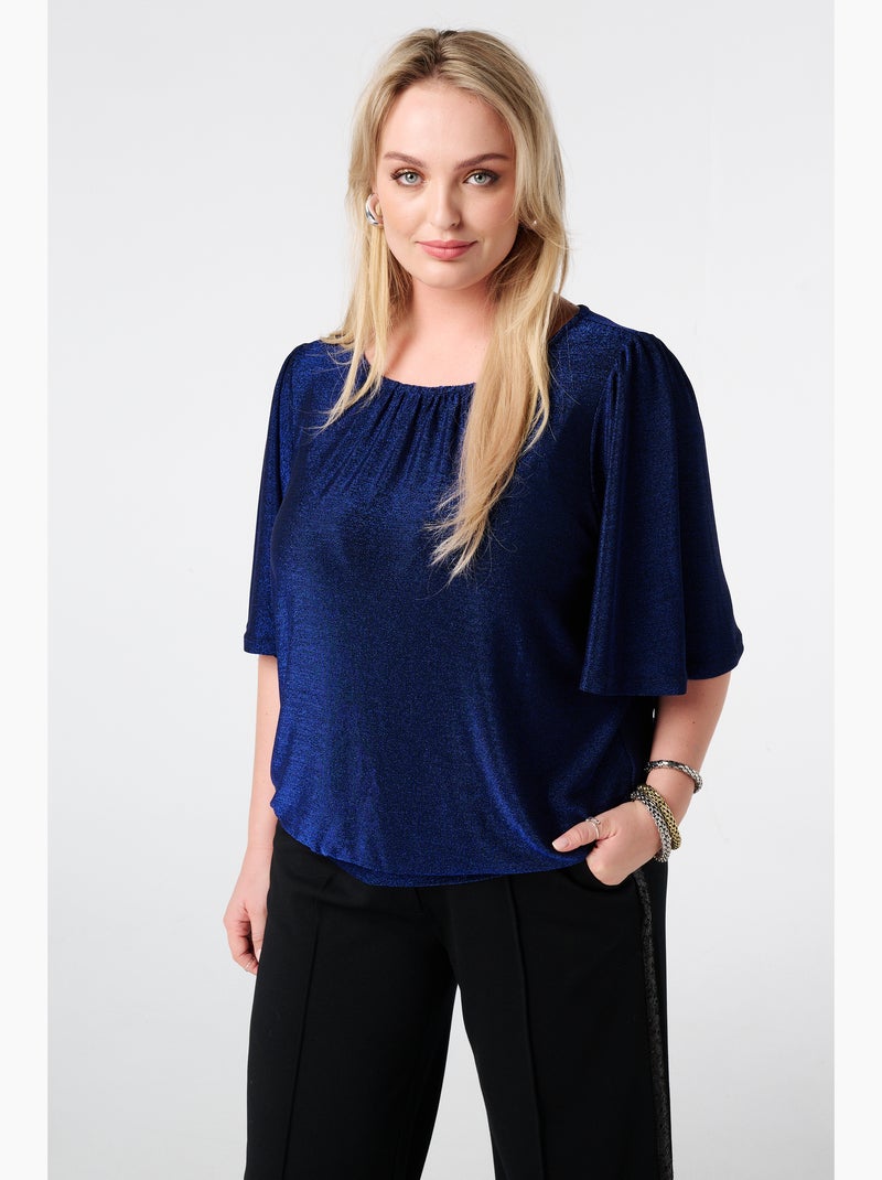 Mode Top MS MODE Top Top à manches évasées et lurex - Bleu cobalt - Grandes ...