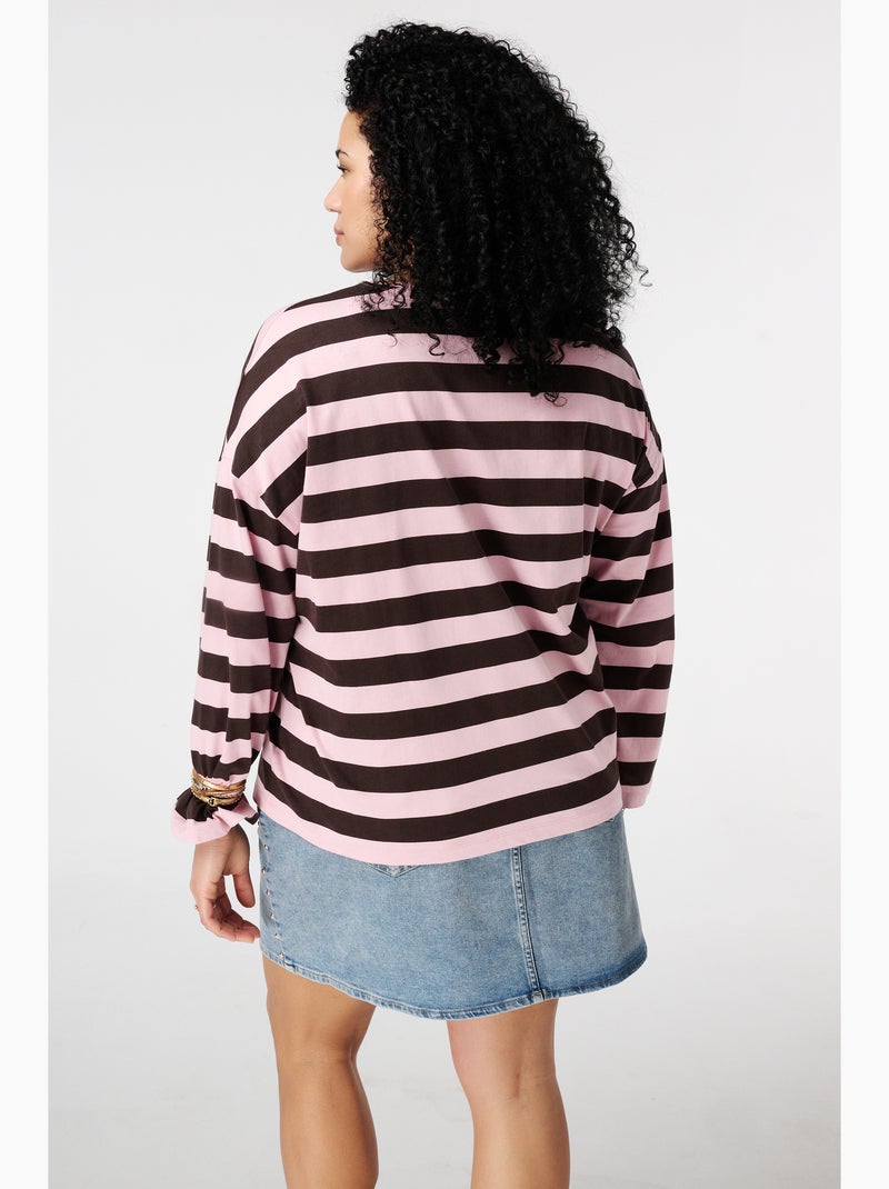 Ms Mode Top top à manches longues rayé Rose/Multicolore - Kiabi