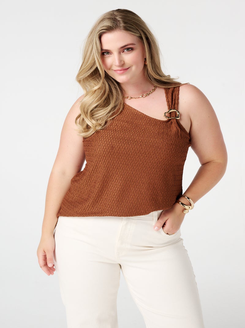 MS MODE Top Top asymétrique avec détails décoratifs Cognac - Kiabi