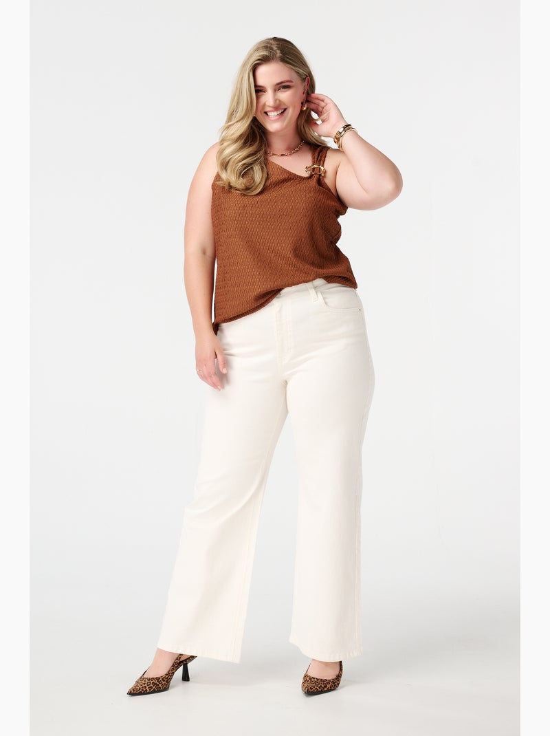 Mode Top MS MODE Top Top asymétrique avec détails décoratifs - Cognac - Grandes ...