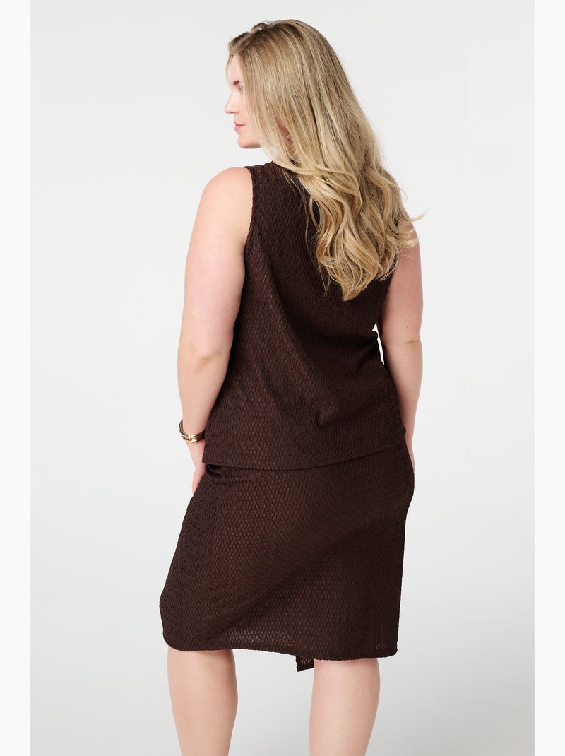 MS MODE Top Top asymétrique avec détails décoratifs Marron chocolat - Kiabi