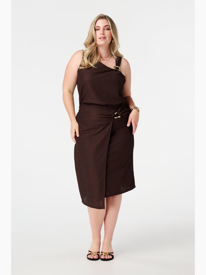 MS MODE Top Top asymétrique avec détails décoratifs Marron chocolat - Kiabi