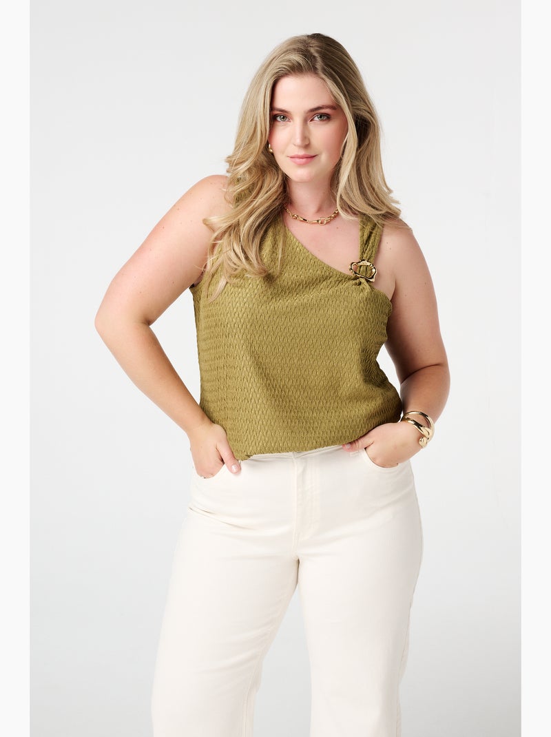 Mode Top MS MODE Top Top asymétrique avec détails décoratifs - Vert - Grandes ...