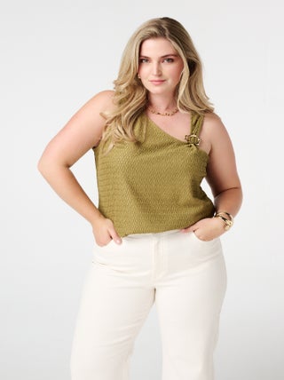 MS MODE Top Top asymétrique avec détails décoratifs