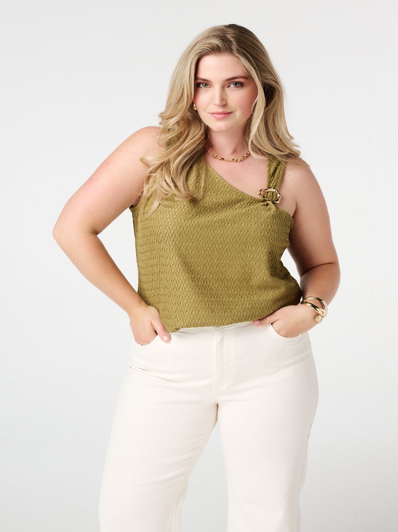 MS MODE Top Top asymétrique avec détails décoratifs Vert jade - Kiabi