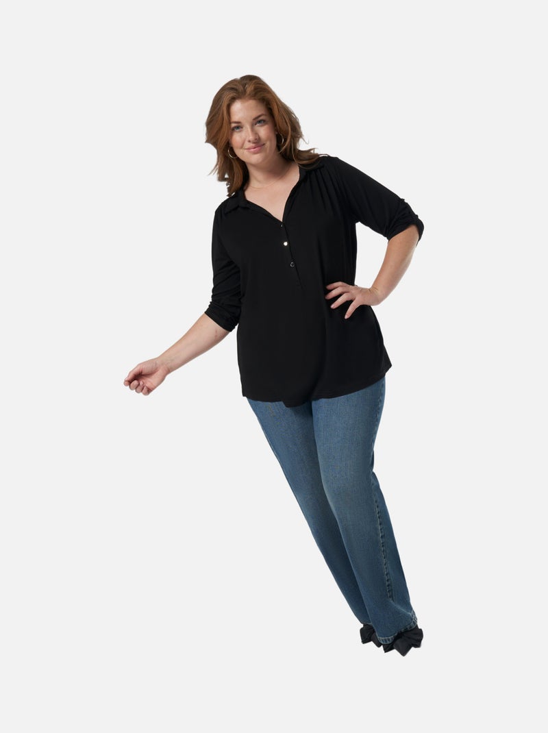 MS MODE Top Top avec col en V Noir - Kiabi