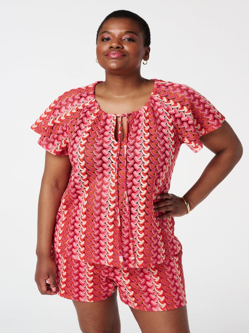 MS MODE Top Top avec détail trou de serrure Rose - Kiabi
