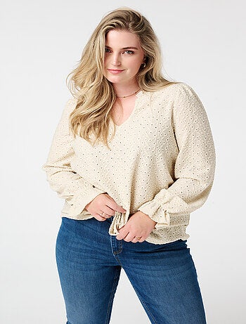 MS MODE Top Top avec détails de broderie