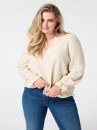 MS MODE Top Top avec détails de broderie