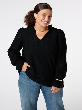 MS MODE Top Top avec détails de broderie