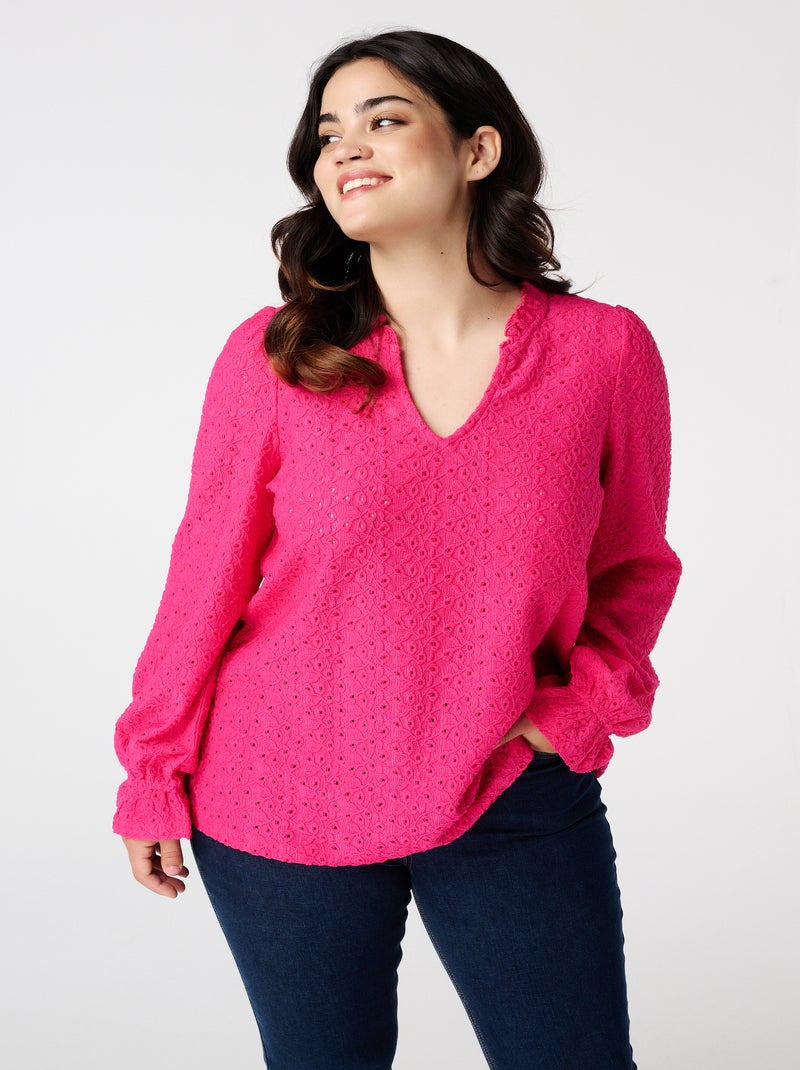 MS MODE Top Top avec détails de broderie Rose - Kiabi