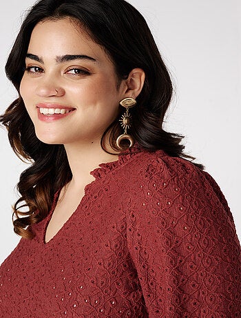 MS MODE Top Top avec détails de broderie
