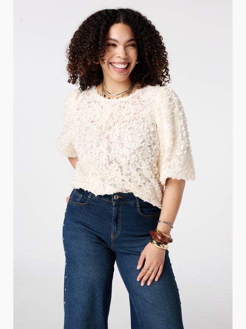 MS MODE Top Top avec fleurs 3D - Kiabi