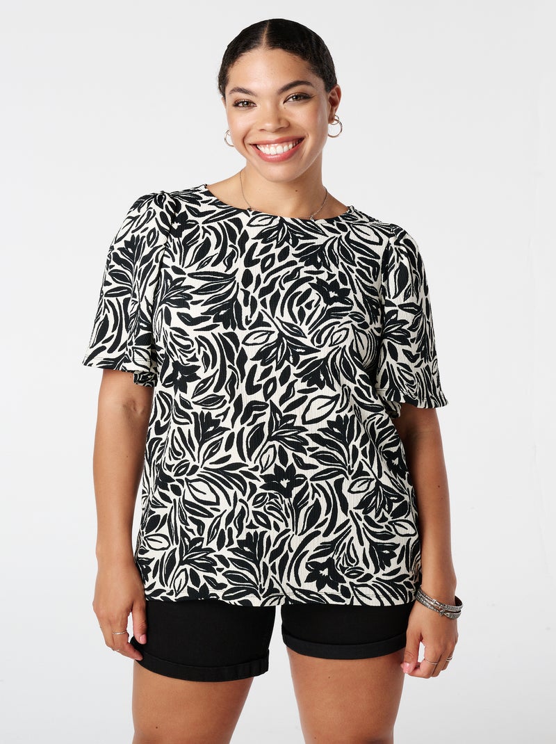 MS MODE Top Top avec imprimé Noir Blanc - Kiabi