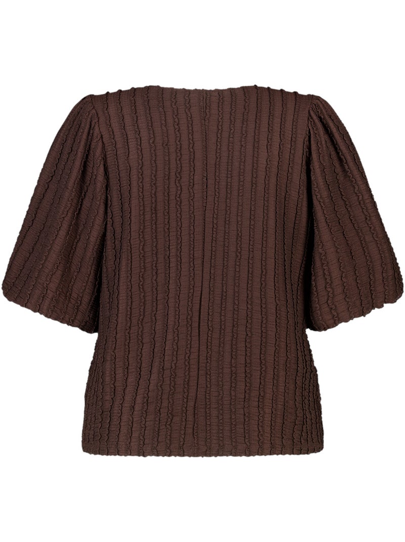 MS MODE Top Top avec manches ballon Marron chocolat - Kiabi