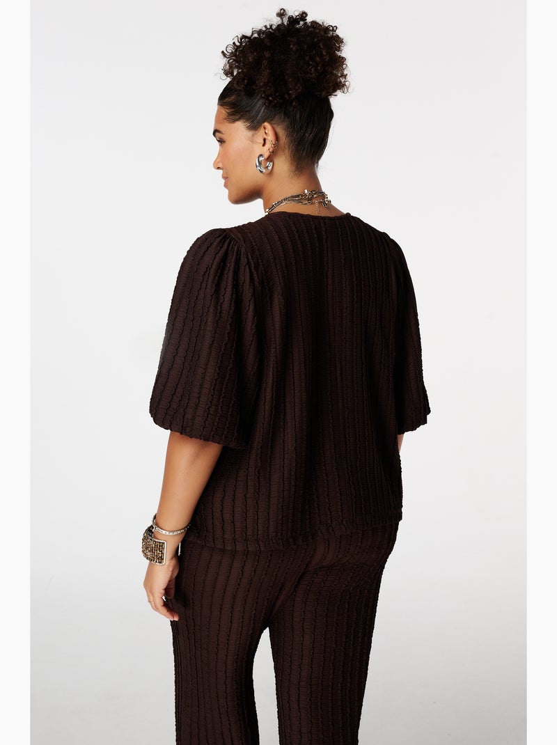 MS MODE Top Top avec manches ballon Marron chocolat - Kiabi