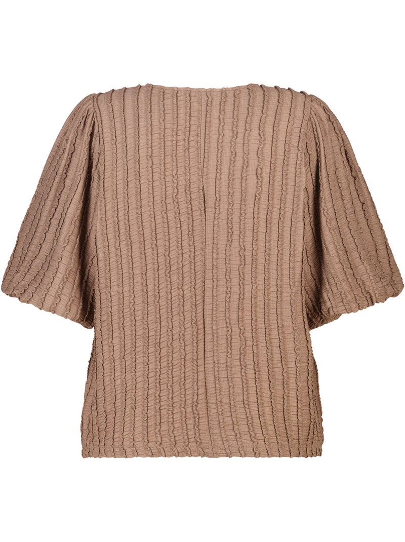 MS MODE Top Top avec manches ballon Taupe - Kiabi