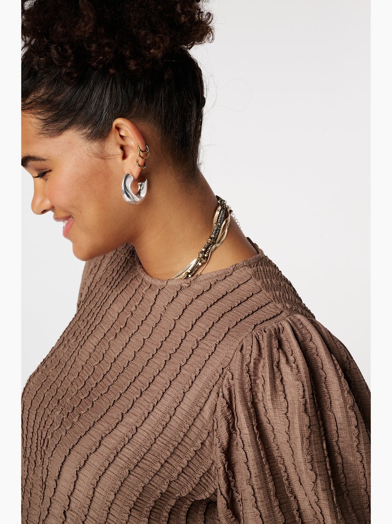 MS MODE Top Top avec manches ballon Taupe - Kiabi